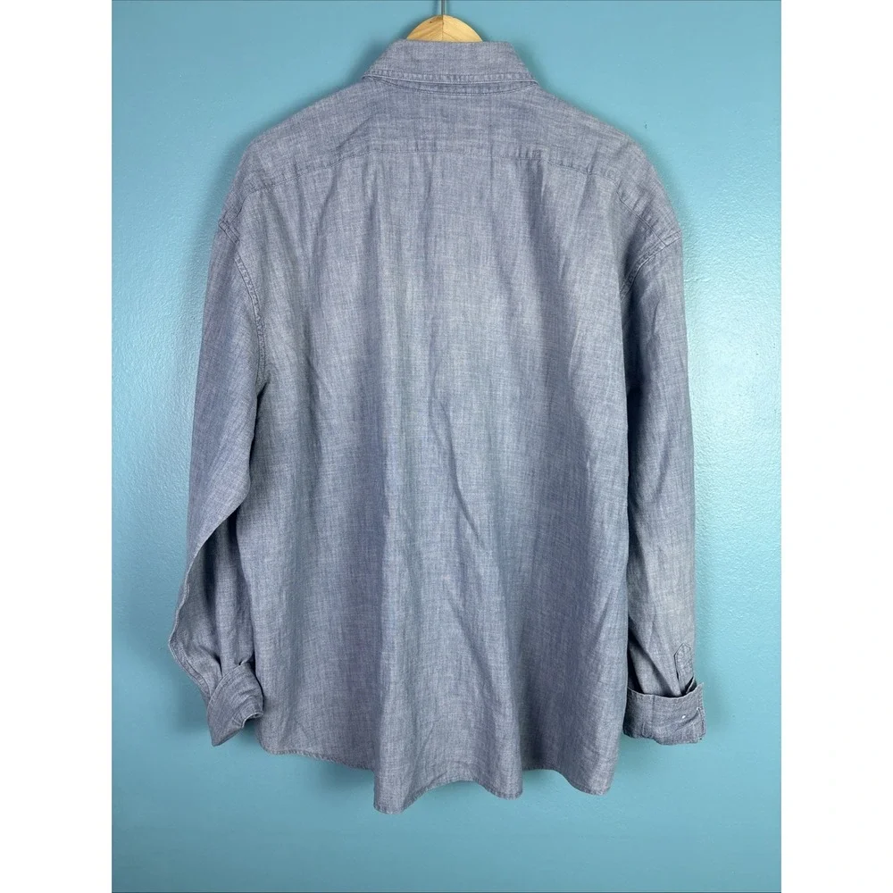 Banana Republic Shirt XL Blue Chambray Non Iron Relaxed Long Sleeve Patchwork